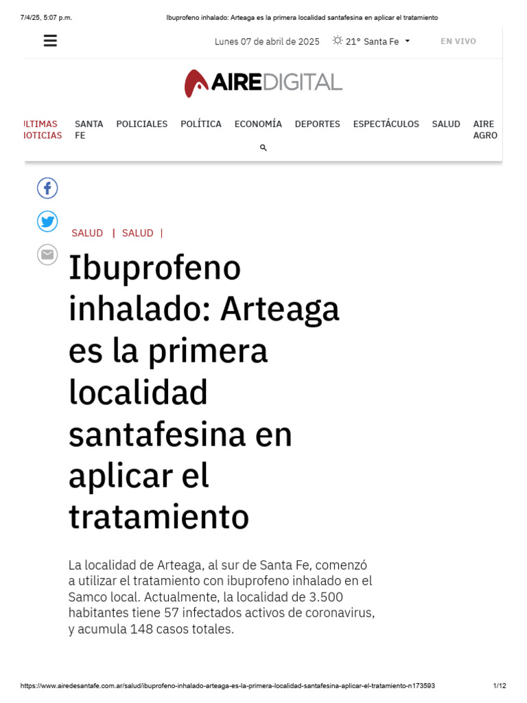 Ibuprofeno inhalado en Arteaga | PDF