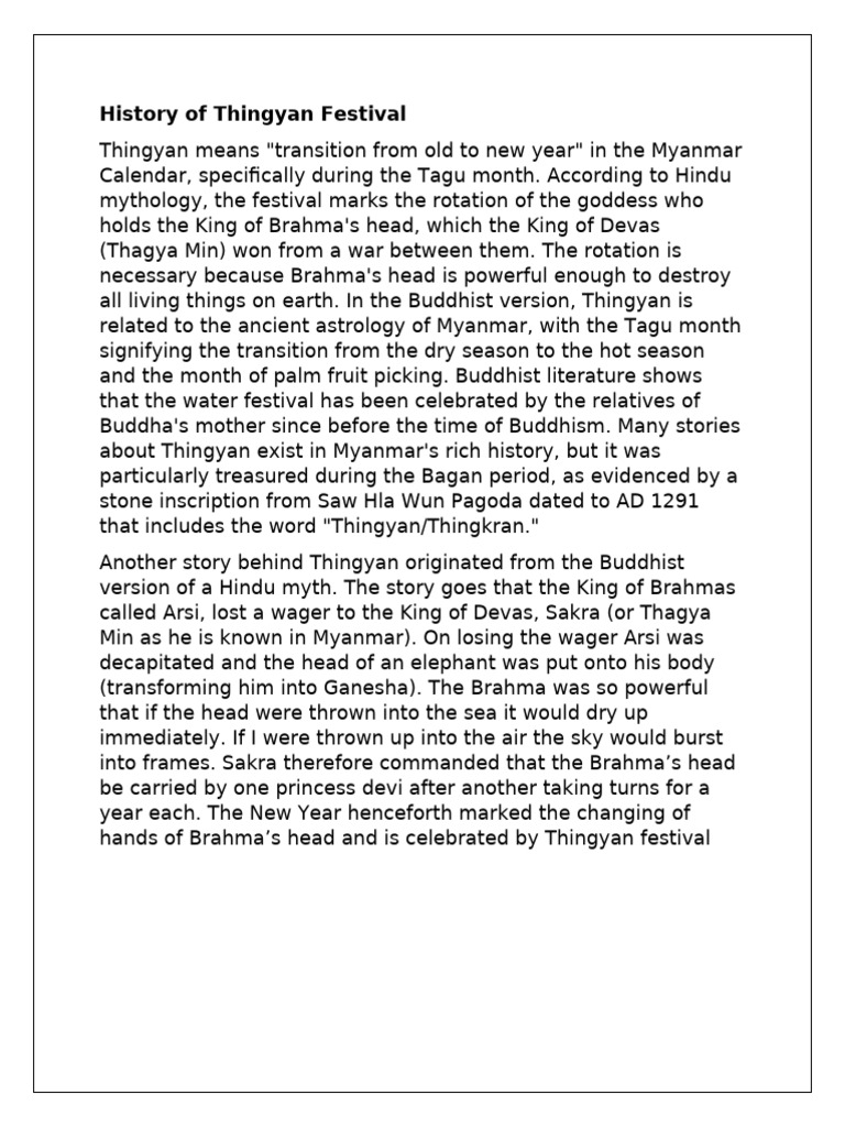 History of Thingyan Festival | PDF