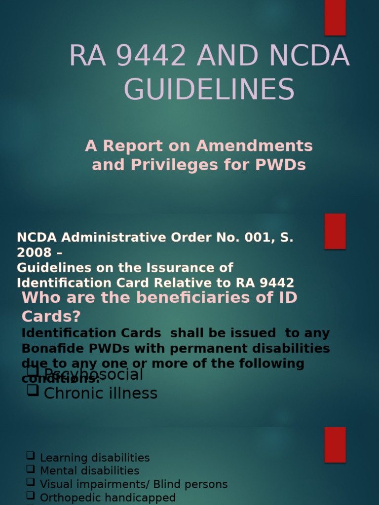 RA 9442: PWD ID Card Guidelines | PDF