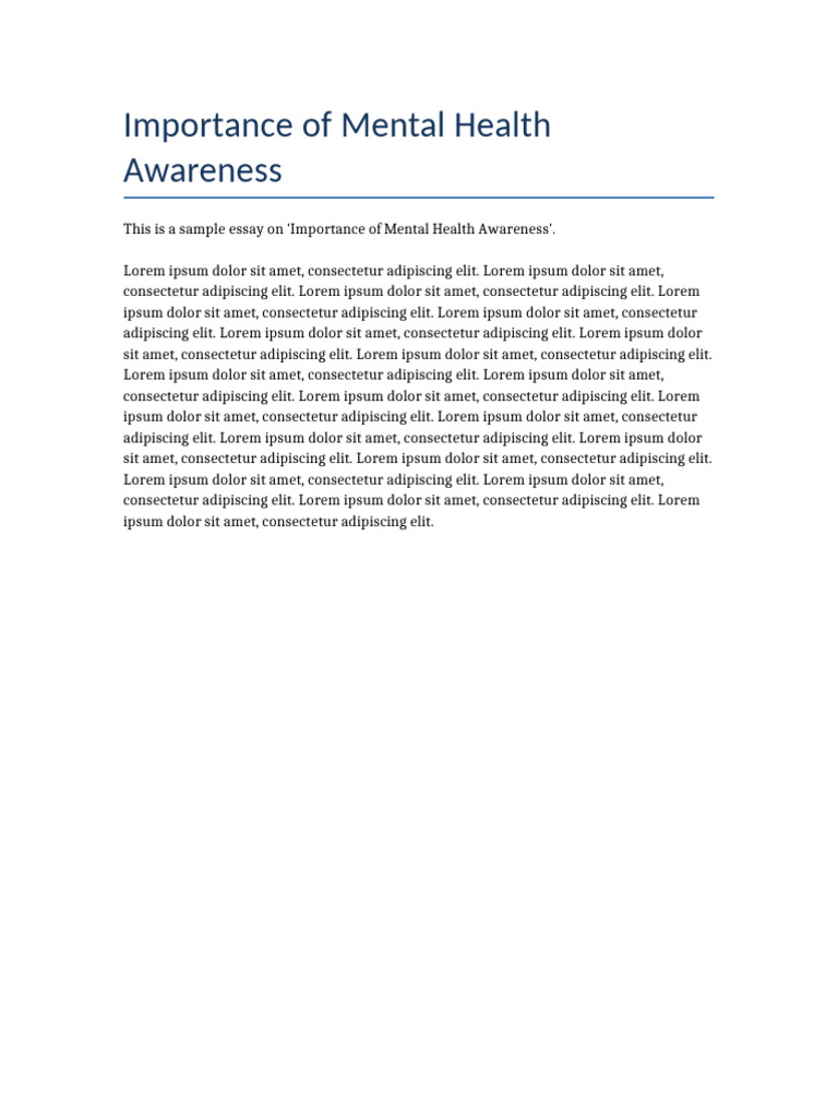 Importance of Mental Health Awareness | PDF