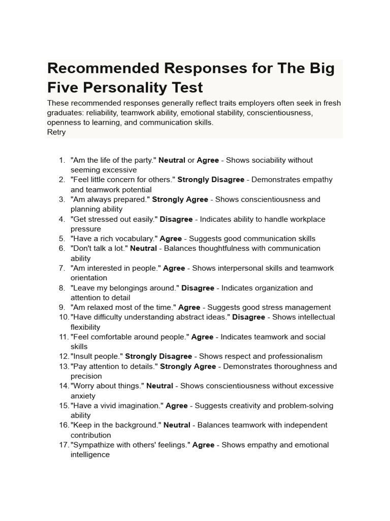 Recommended Answers For Psychometry | PDF | Creativity | Empathy