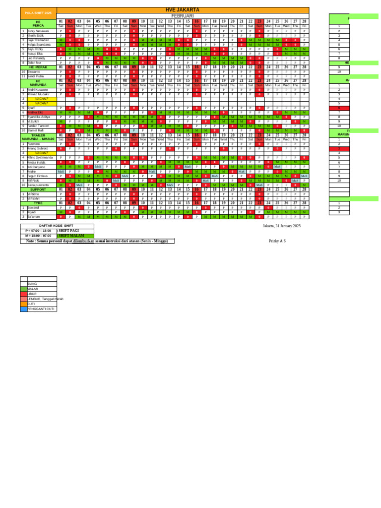 Shift Schedule February 2025 | PDF