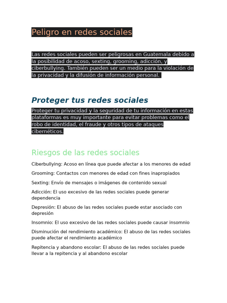 Peligros de las Redes Sociales en Guatemala | PDF