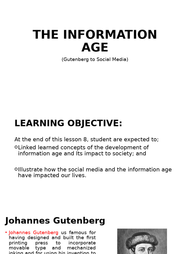 Evolution of the Information Age | PDF | Television | Johannes Gutenberg