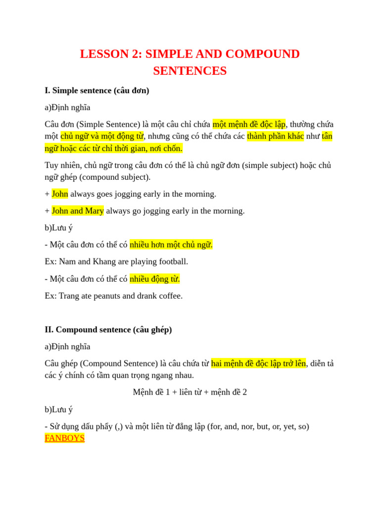 Simple vs. Compound Sentences Guide | PDF