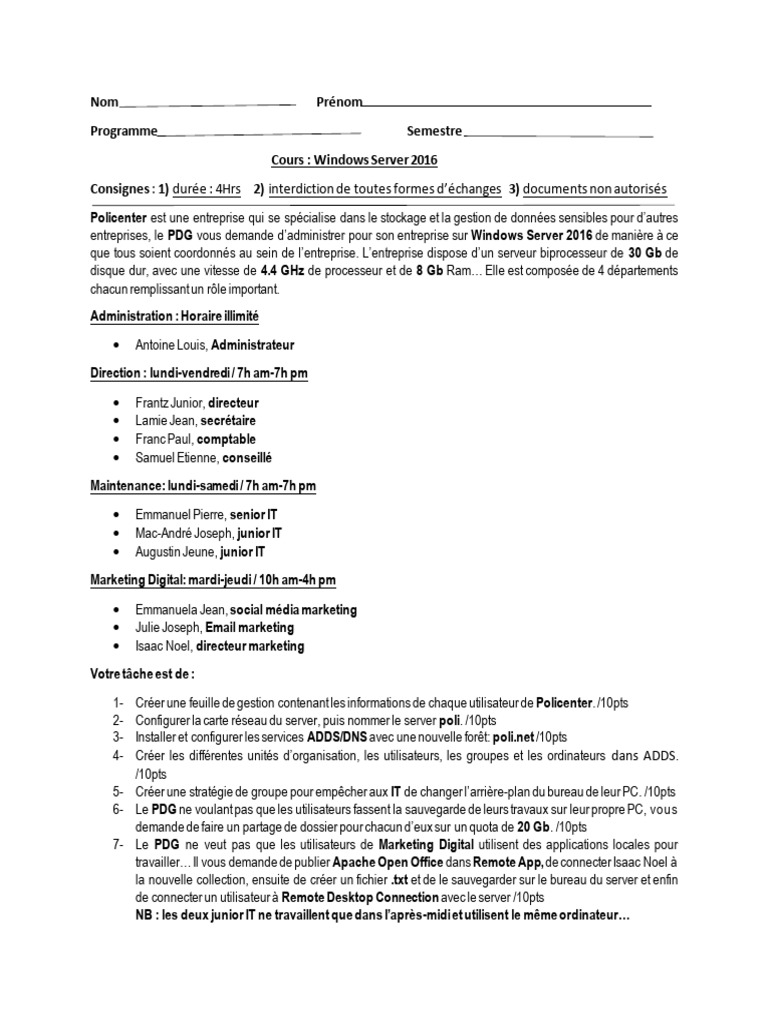 Administration de Windows Server 2016 | PDF | Serveur (Informatique ...
