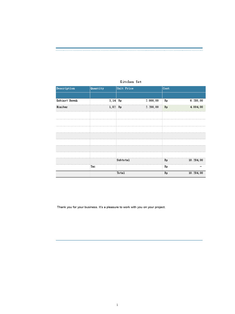 Kitchen Set Invoice - Dewape Design | PDF