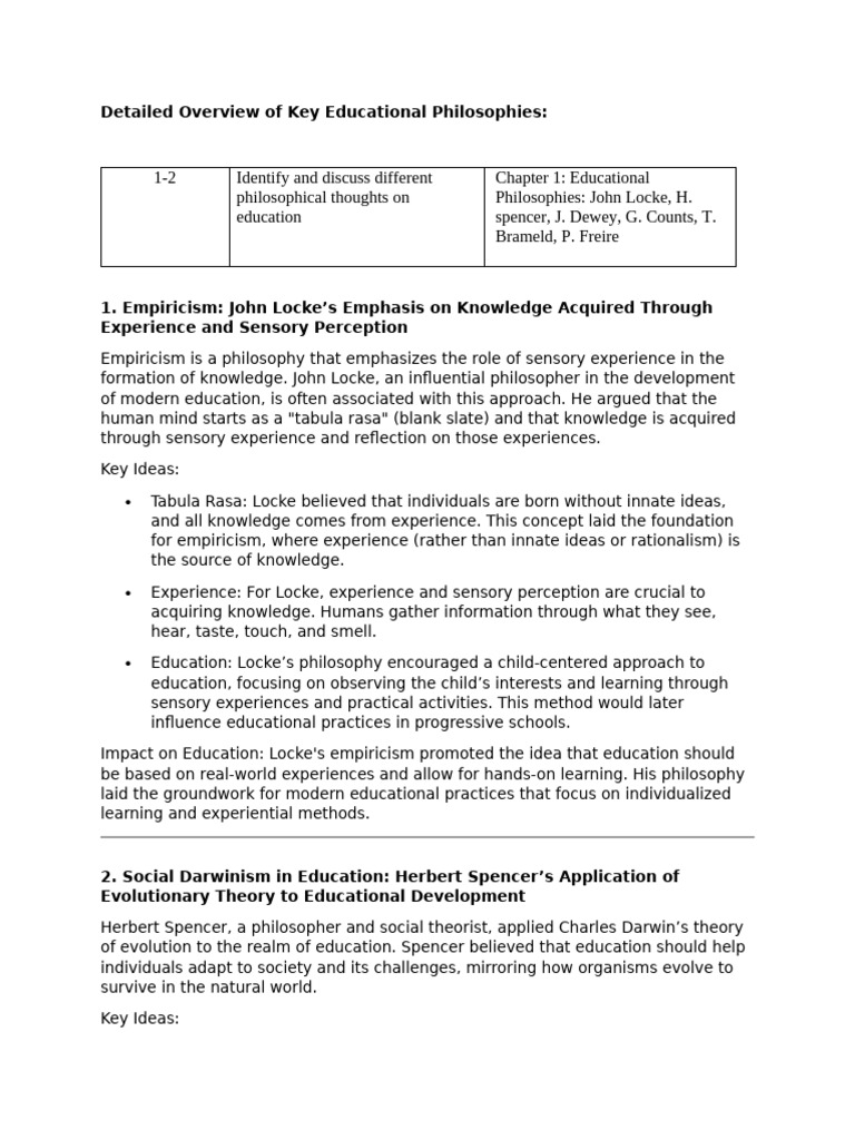 Key Educational Philosophies Explained | PDF | Empiricism | Experience