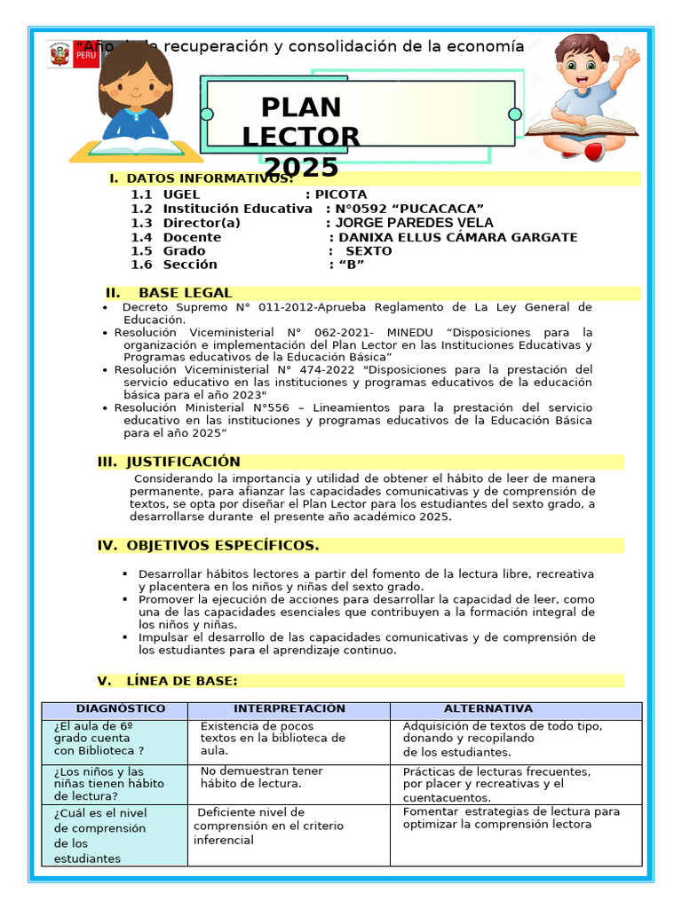 Veeduría del Plan Lector 2025 | PDF | Comprensión lectora | Maestros