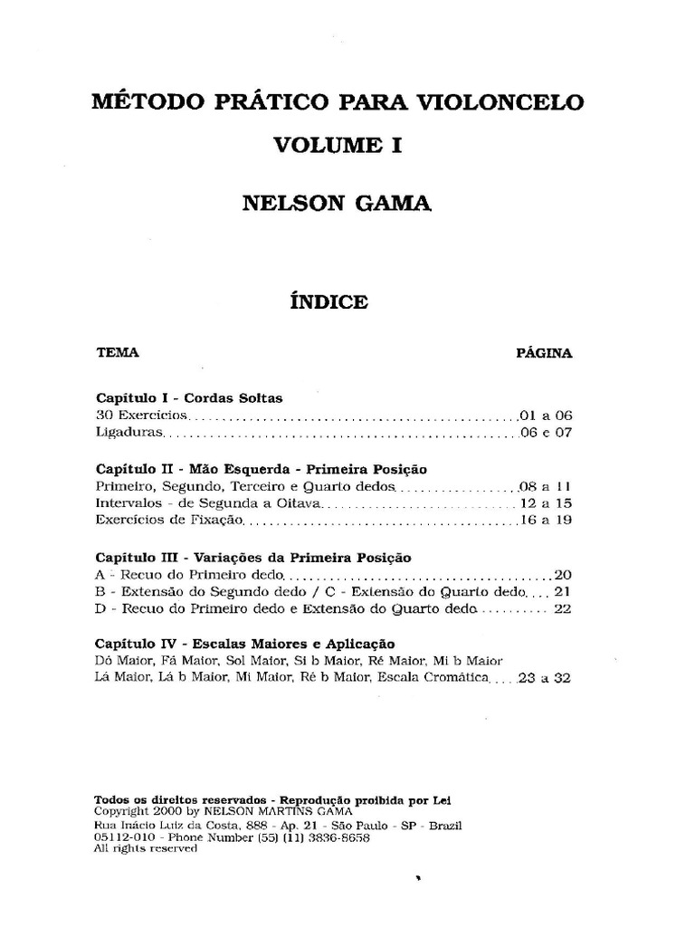 Metodo Violoncello Nelson Gama Volume 01 1 PDF | PDF