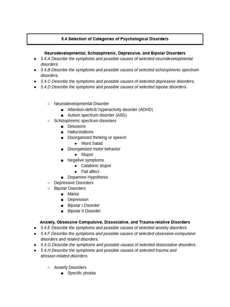 Categories of Psychological Disorders | PDF | Mental Disorder ...