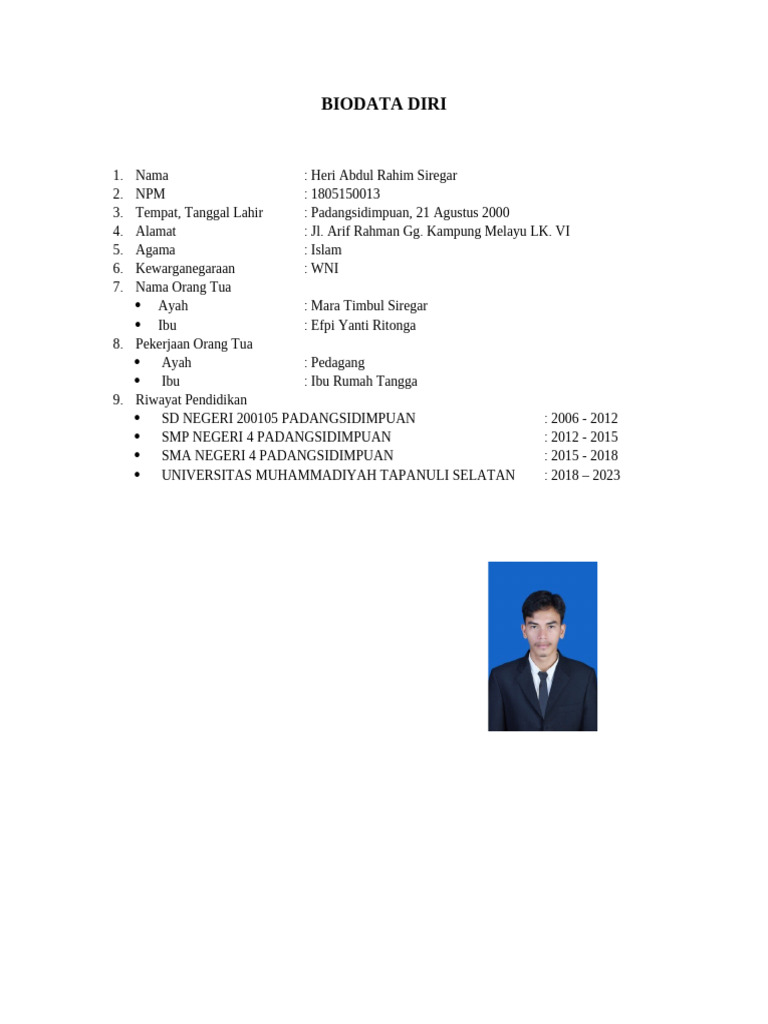 Biodata Heri Abdul Rahim Siregar Pdf