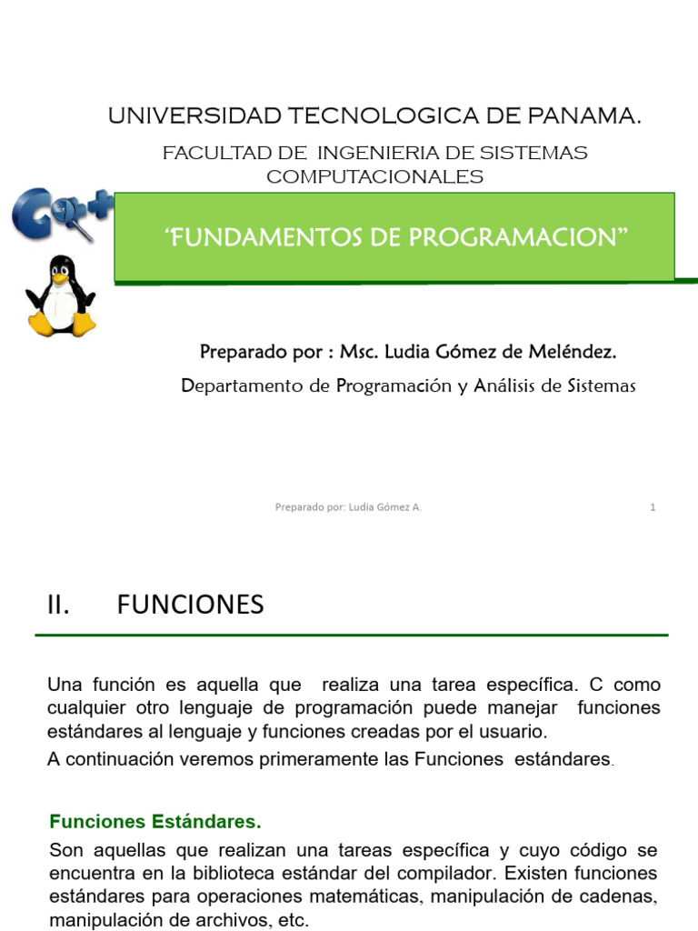 Funciones en C: Estándares y Uso | PDF | Función (Matemáticas ...