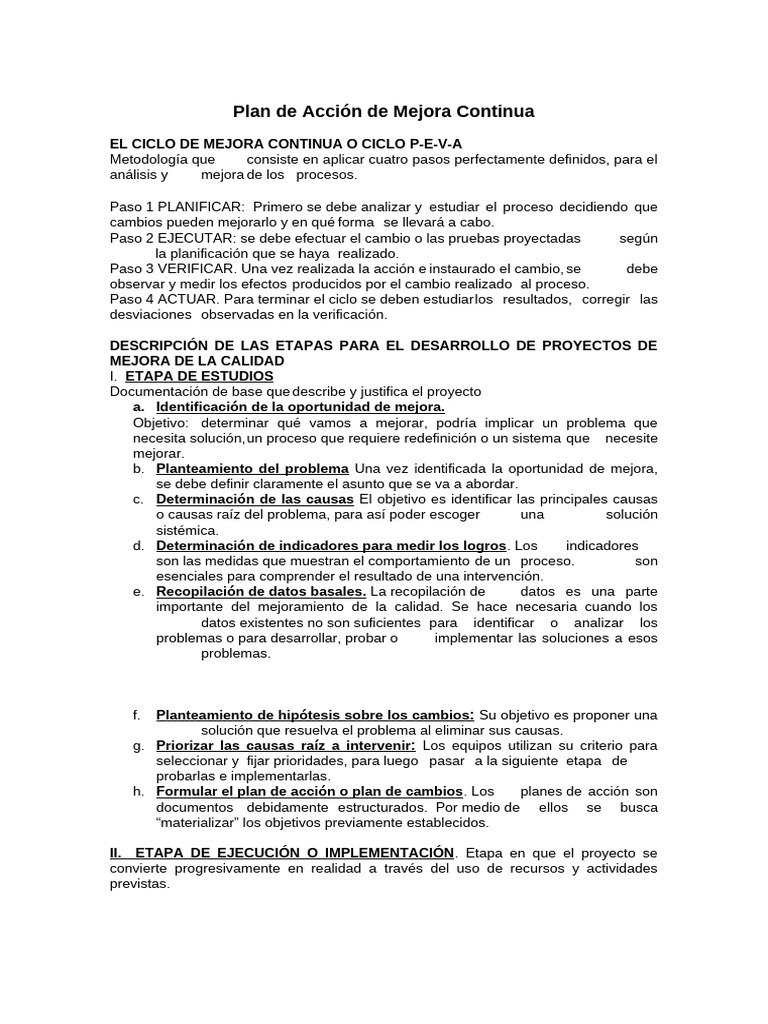 Ciclo de Mejora Continua en Calidad | PDF | Planificación