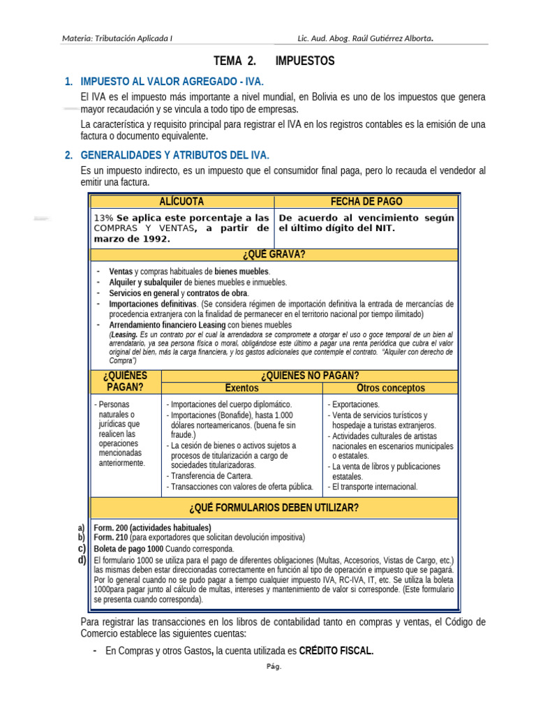Impuesto al Valor Agregado en Bolivia | PDF | Contabilidad | Impuestos