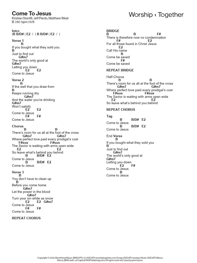 Come To Jesus Kristian Stanfill Cc Pdf