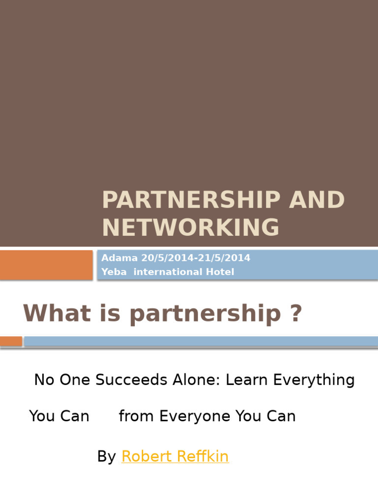 Partnership and Networking | PDF | Partnership | Non Governmental ...