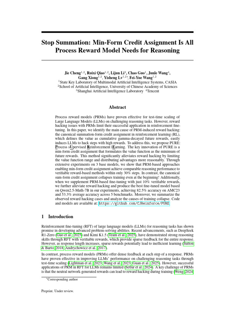 Stop Summation: Min-Form Credit Assignment Is All Process Reward Model ...