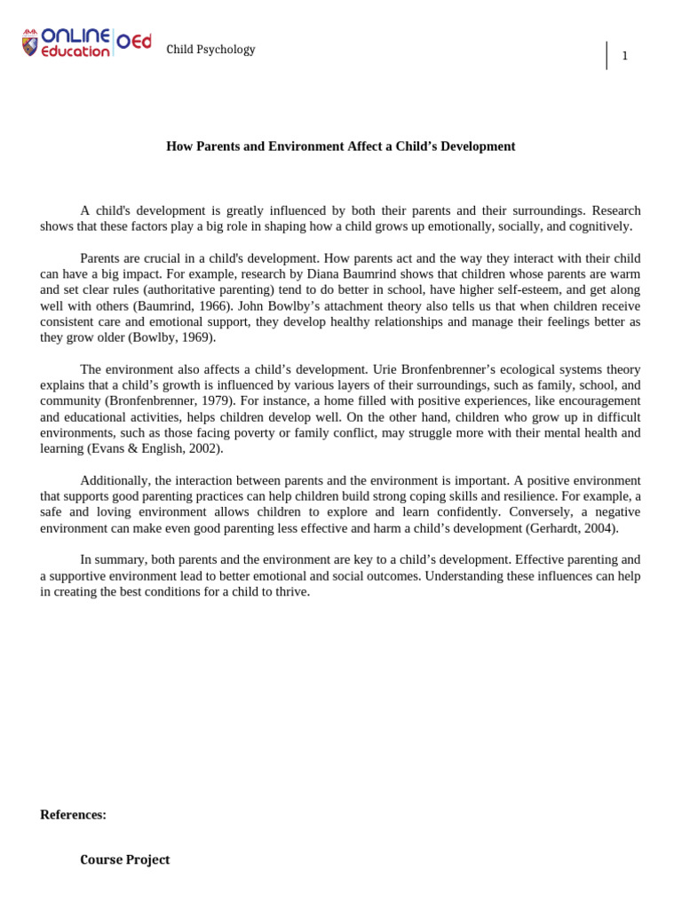 Parenting and Environment in Child Development | PDF | Child ...