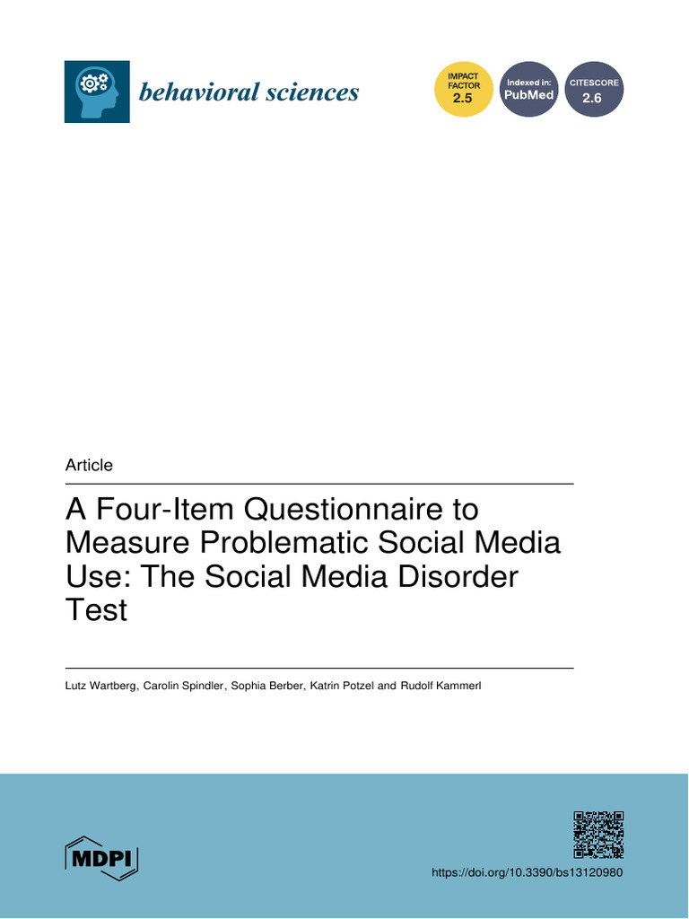 Social Media Disorder Test Questionnaire | PDF | Psychology