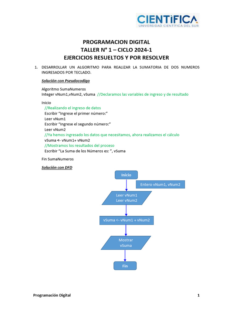 Taller 01 - Estructuras Secuenciales | PDF | Algoritmos | Informática ...