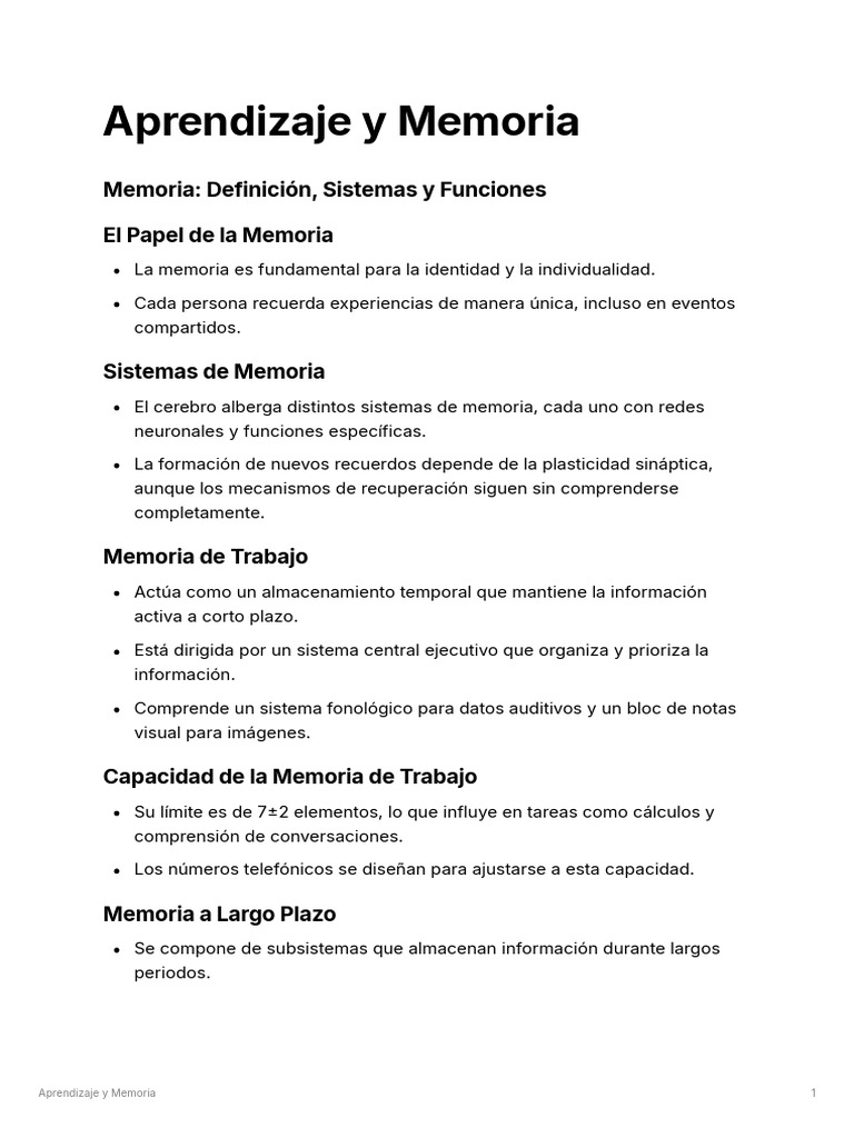Sistemas y Estrategias de Memoria | PDF | Memoria | Aprendizaje