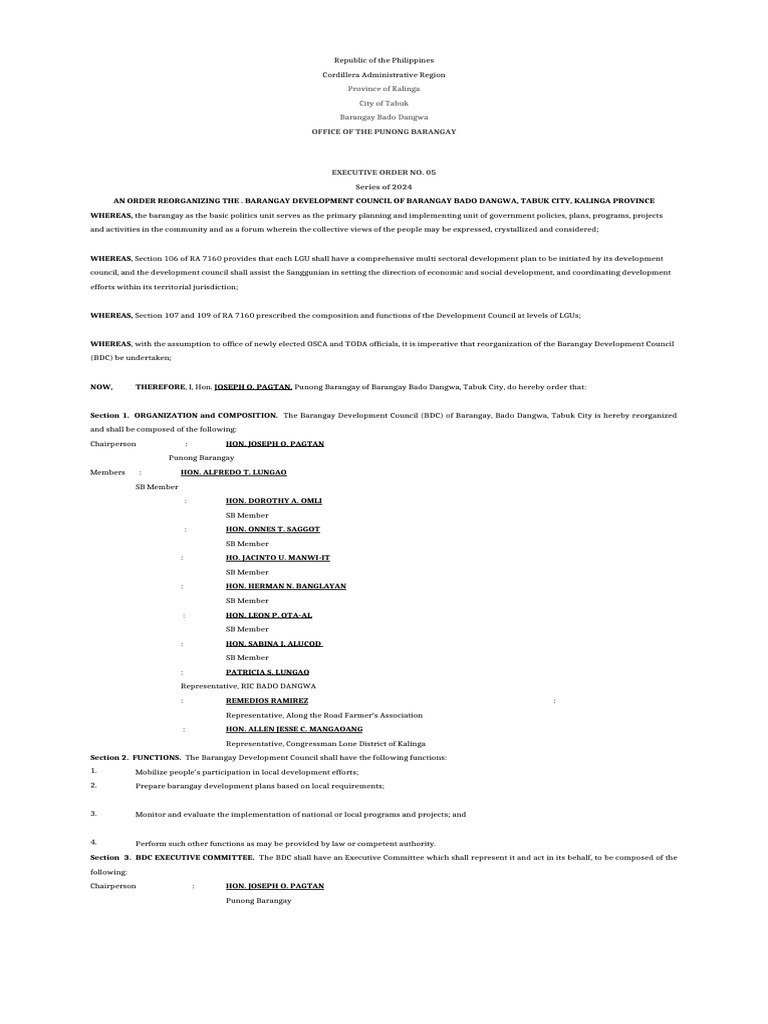 Barangay Development Council | PDF | Government | Justice