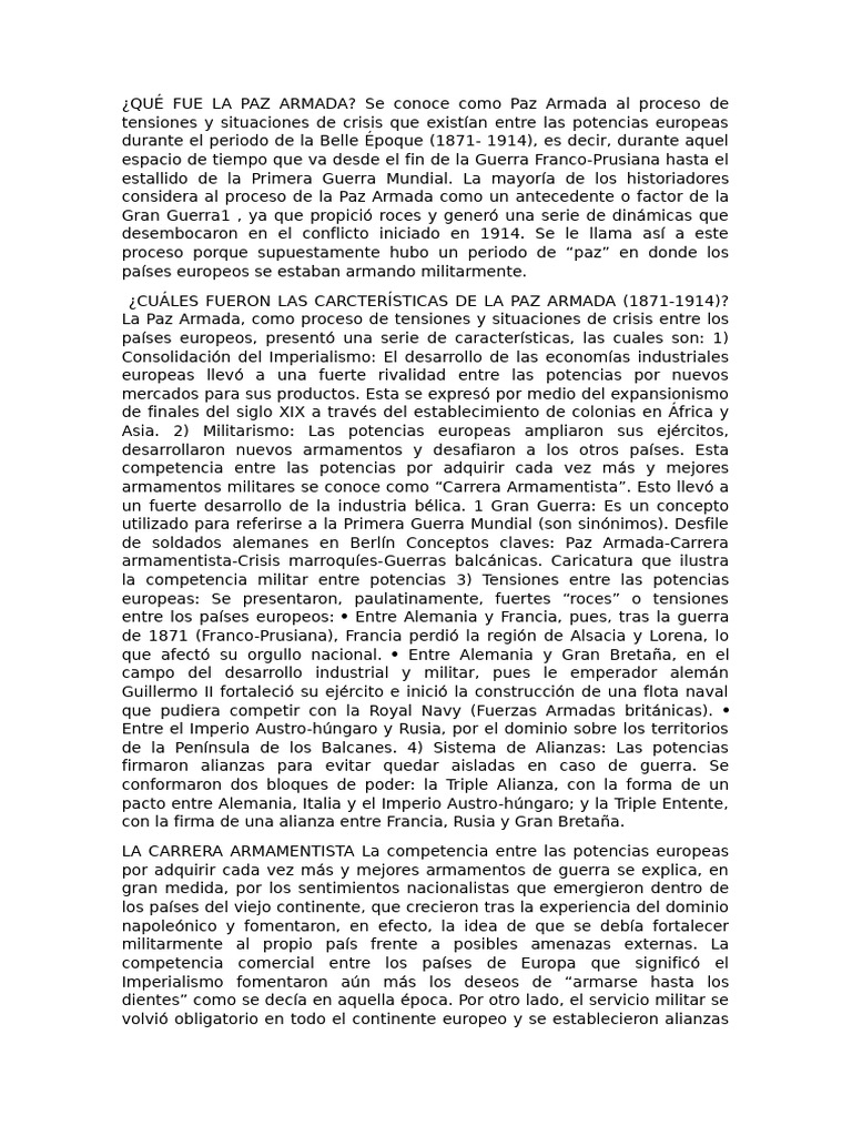 Características de la Paz Armada 1871-1914 | PDF | Austria Hungría ...