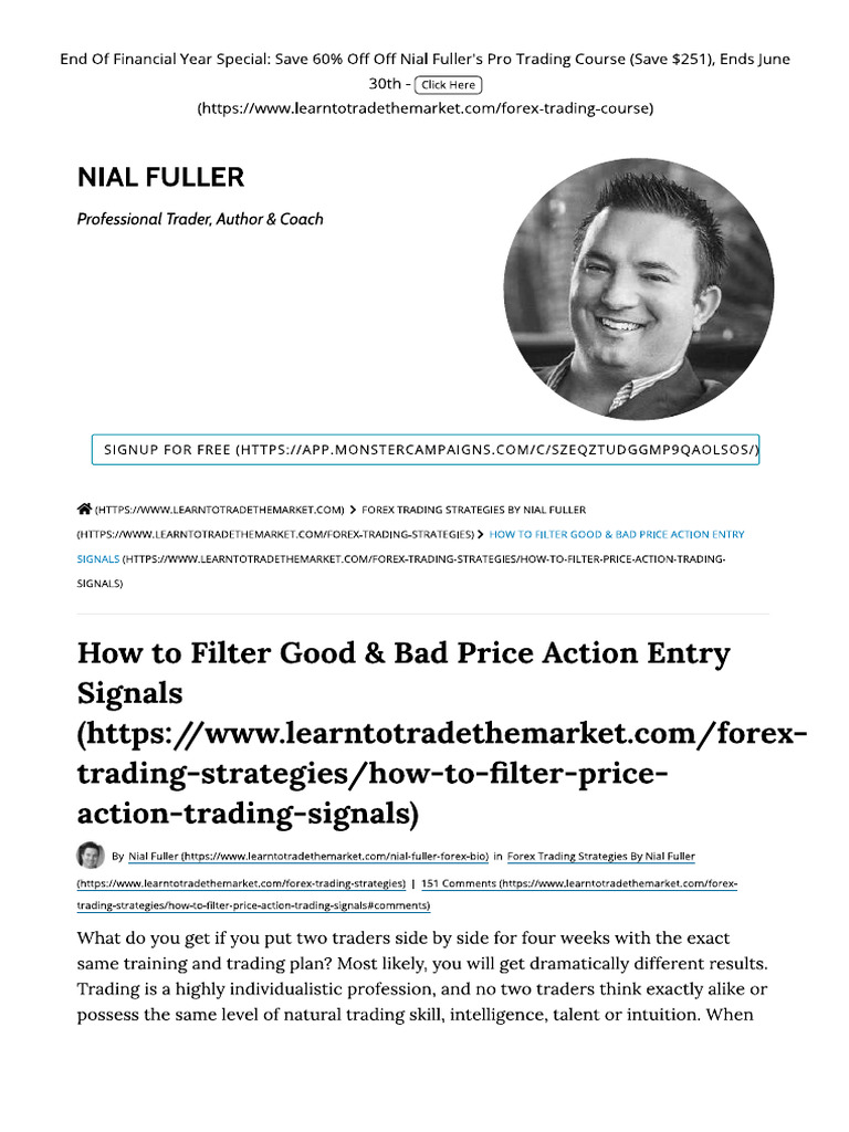 How To Filter Good & Bad Price Action Entry Signals Learn To Trade The ...