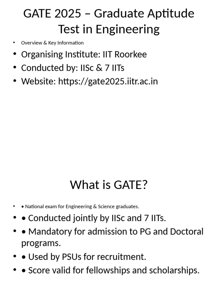 GATE 2025 Exam Overview and Details | PDF | Qualifications | Vocational ...