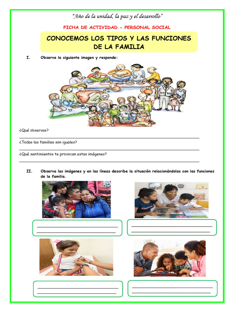 Ficha-1 - Ps-Conocemos Los Tipos y Las Funciones de La Familia | PDF