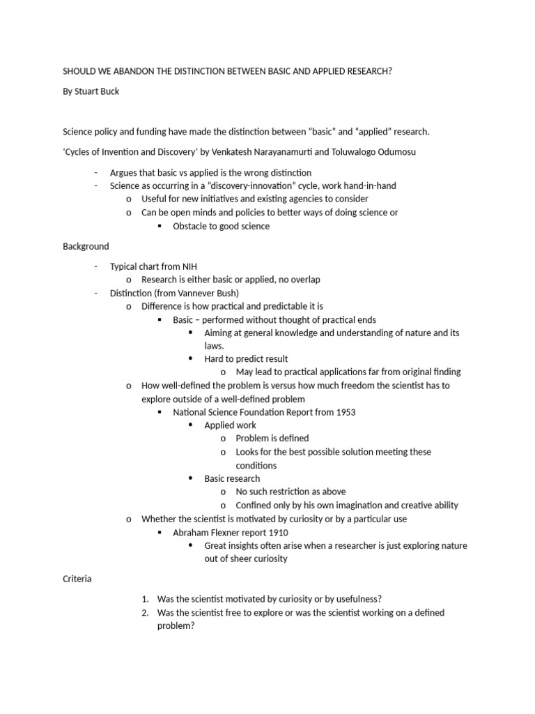 Rethinking Basic vs. Applied Research | PDF | Science | Knowledge