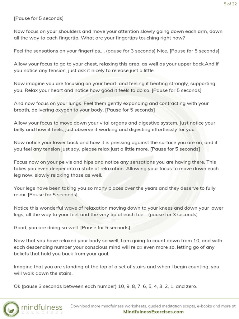 Mindfulness Body Relaxation Script | PDF