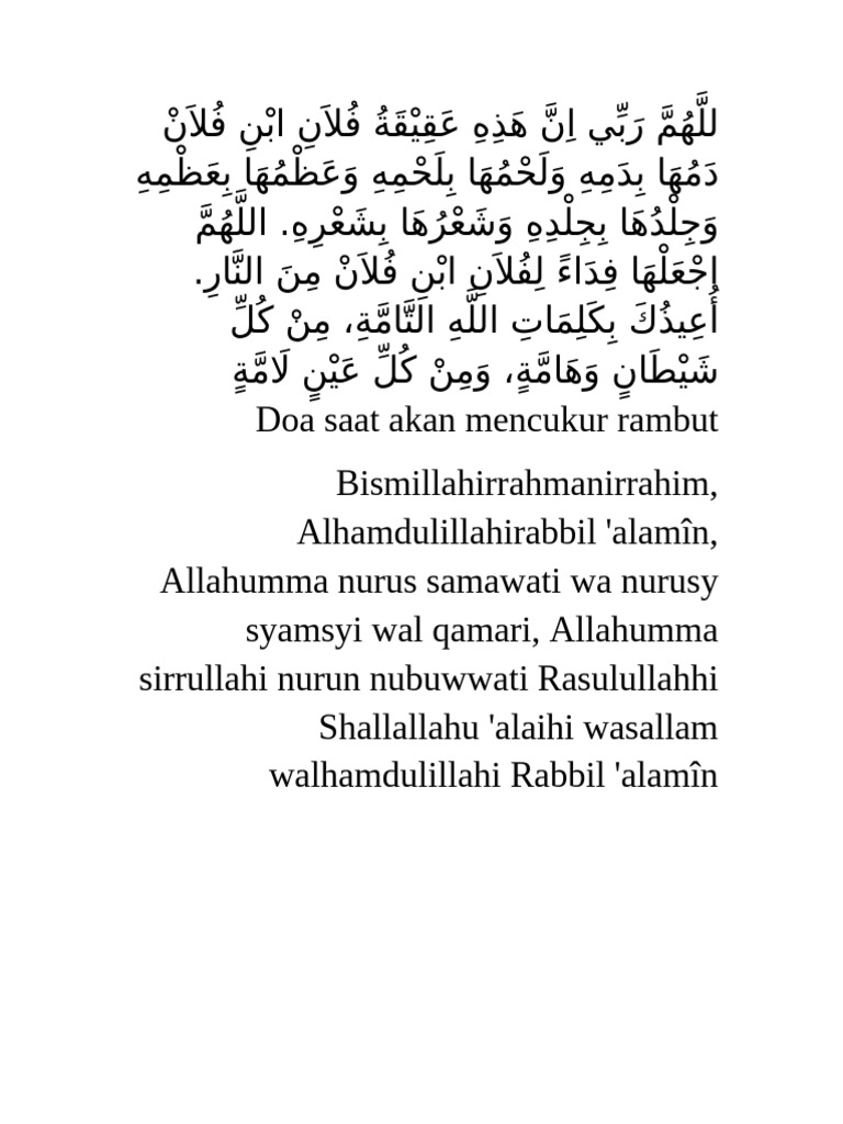 Doa Sebelum Cukur Rambut | PDF