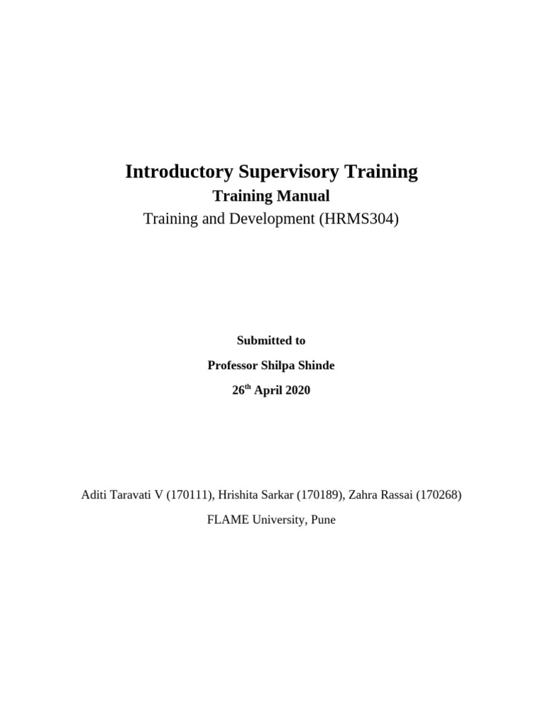 Introductory Supervisory Training Manual | PDF | Instructional Design ...