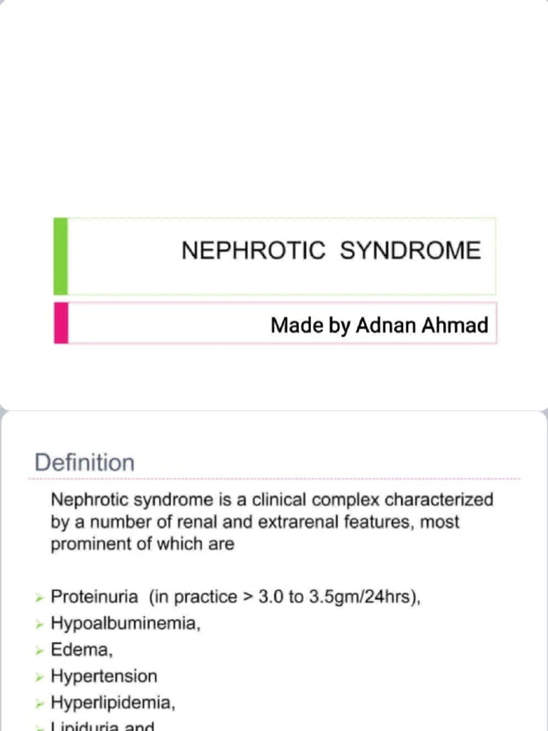 Nephrotic Syndrome Overview | PDF | Edema | Kidney Disease