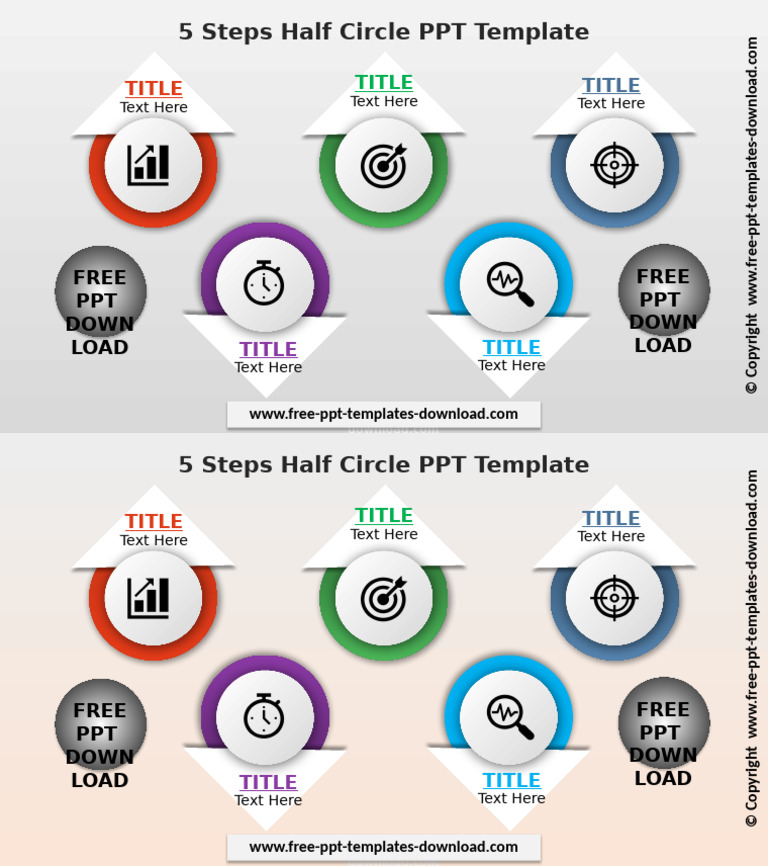 5 Steps Half Circle PPT Template | PDF