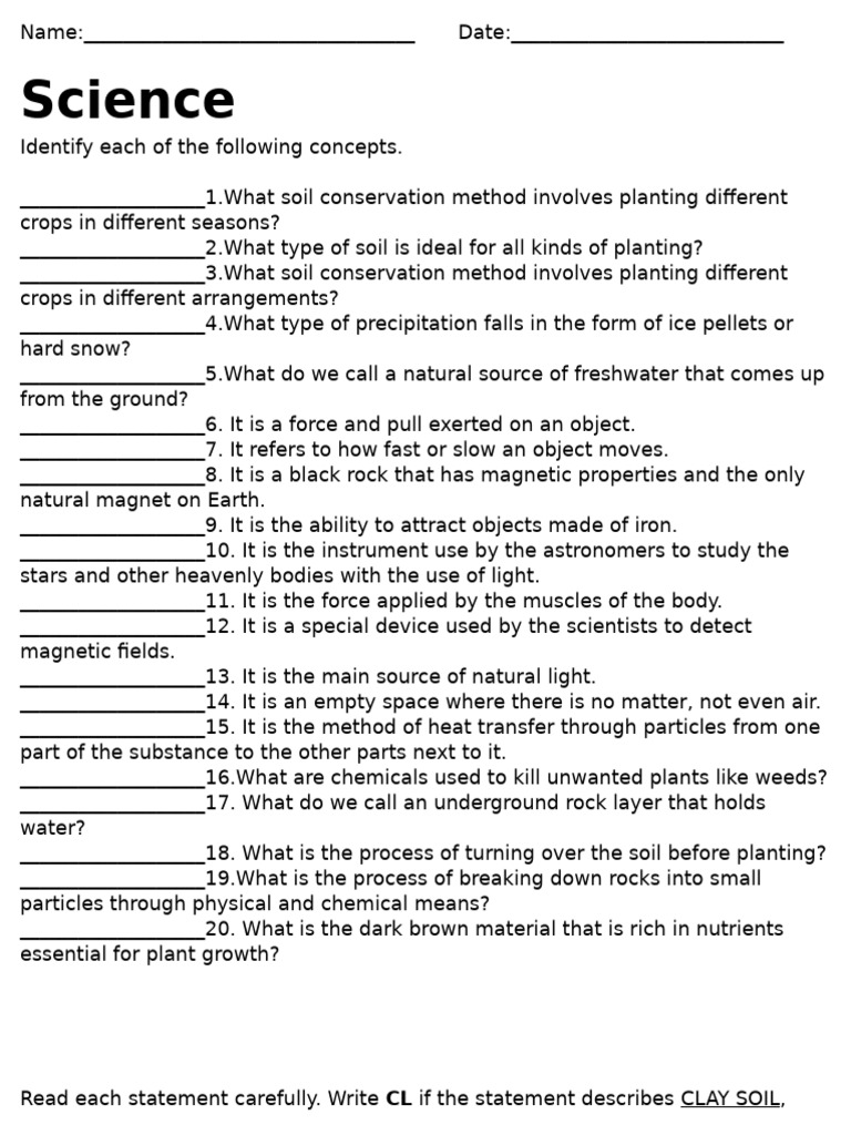 Quiz Review Grade 4 Science 4th QTR | PDF | Soil | Force