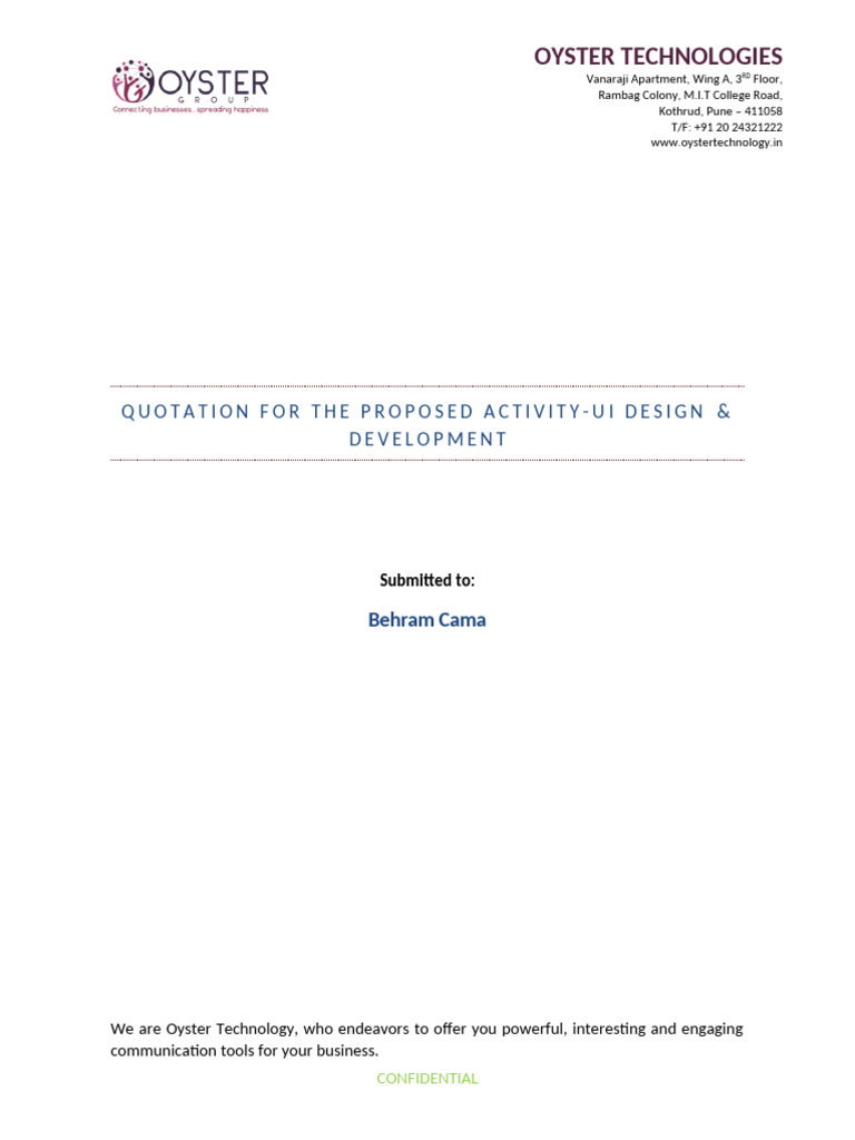 Oyster Technologies UI Design Quotation | PDF | World Wide Web ...