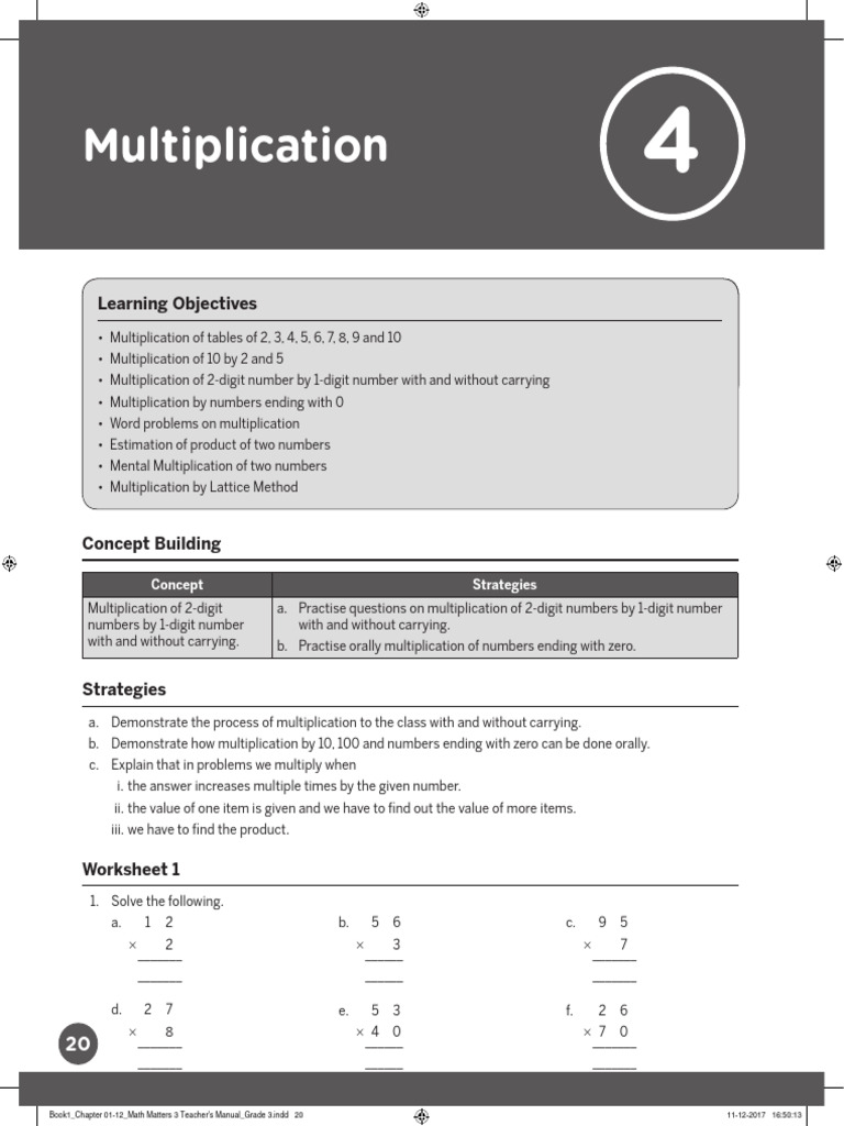 Math class 3rd worksheet 4 pdf multiplication mathematics