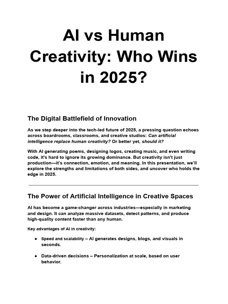 AI and Human Creativity in 2025 | PDF | Artificial Intelligence ...