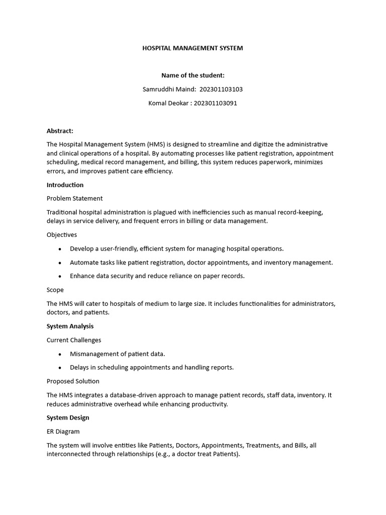 Hospital Management System Overview | PDF | Integrated Development ...