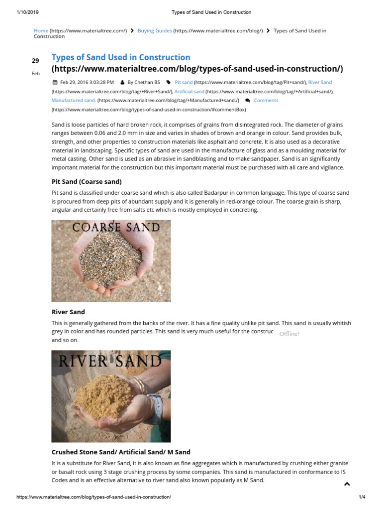 Types of Sand for Construction Use | PDF | Sand | Concrete