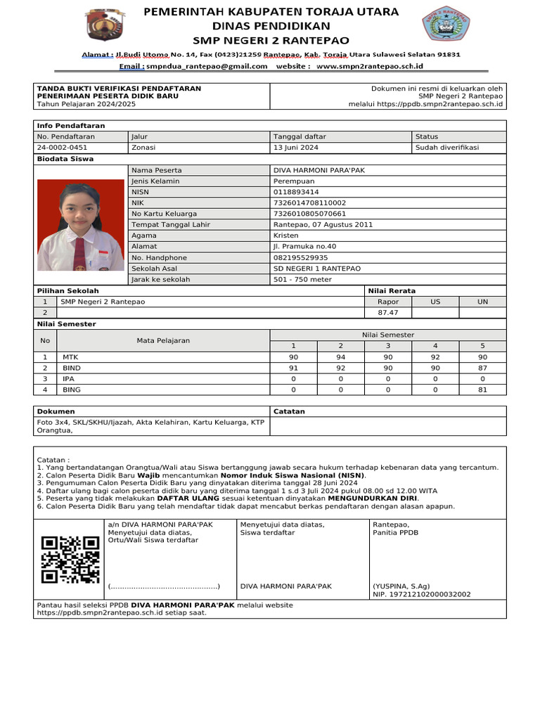 Form Pendaftaran Diva Harmoni Para'Pak | PDF