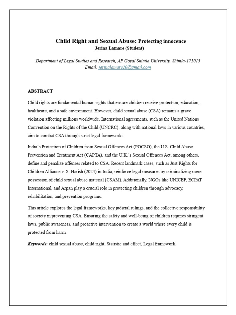Child Rights and Sexual Abuse Prevention | PDF | Child Abuse | Human ...