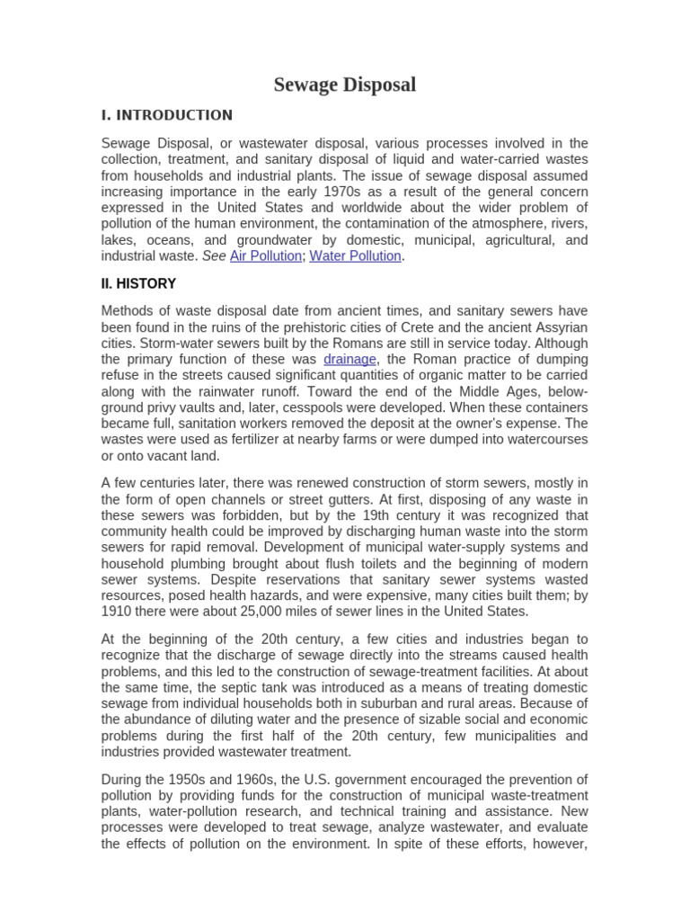 Sewage Disposal | PDF | Sanitary Sewer | Sewage Treatment