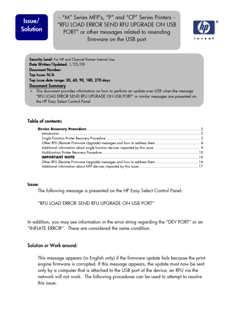 HP Printer USB Firmware Upgrade Guide | PDF | Usb | Printer (Computing)