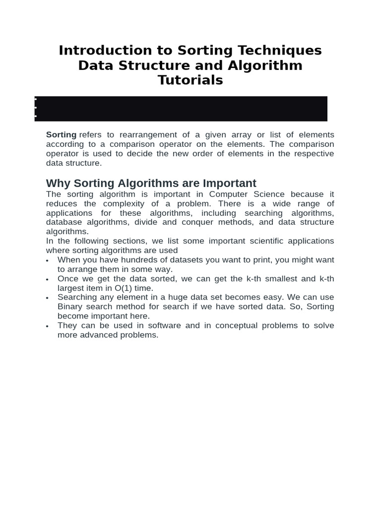 2 Introduction to Sorting Techniques | PDF | Computer Programming ...