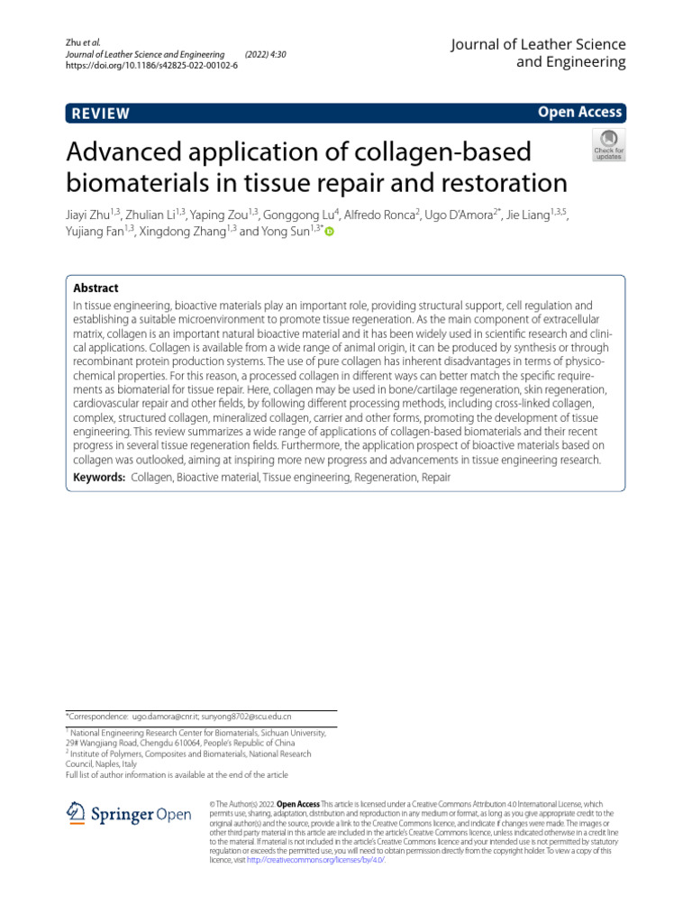 Collagen Biomaterials in Tissue Repair | PDF | Collagen | Tissue ...