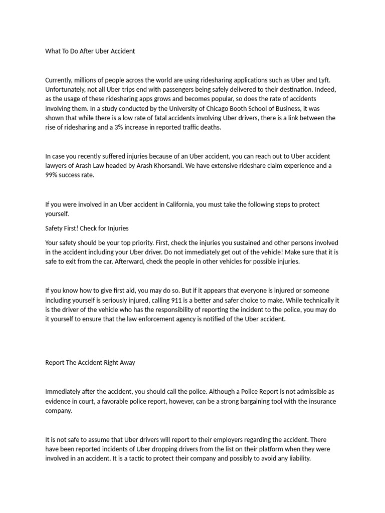 What To Do After Uber Acciden1 | PDF | Traffic Collision | Insurance